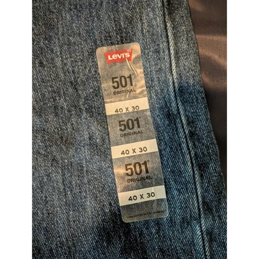 Levis Mens 501 Original Jeans Straight Leg Regular Fit Blue Denim 40x30 NWT